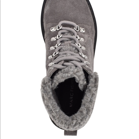 Marc Fisher faux fur hiker boots, never worn , dark grey. Still brand new - Picture 2 of 8